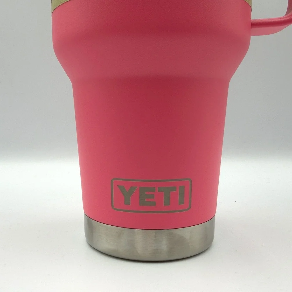 YETI Rambler Mug 35 oz Tropical Pink New Straw Lid Insulated Tumbler Handle *NEW